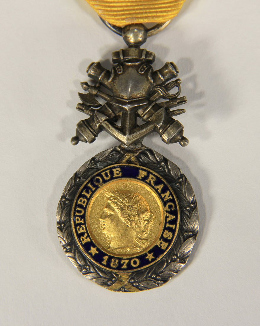 France 1873-1878 Médaille Militaire Type 4d Center In 18k Gold RARE Variant - Silver Vermeil L020504