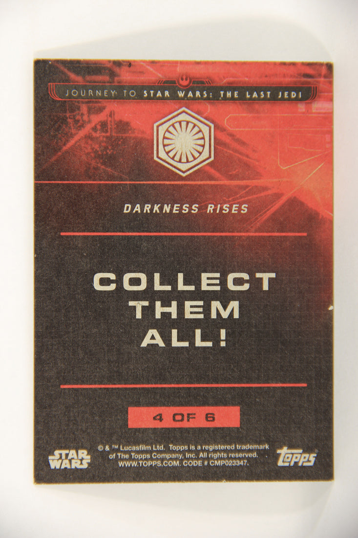 SW The Last Jedi Journey 2017 Card Darkness Rises #4 Of 6 First Order Stormtrooper L020615