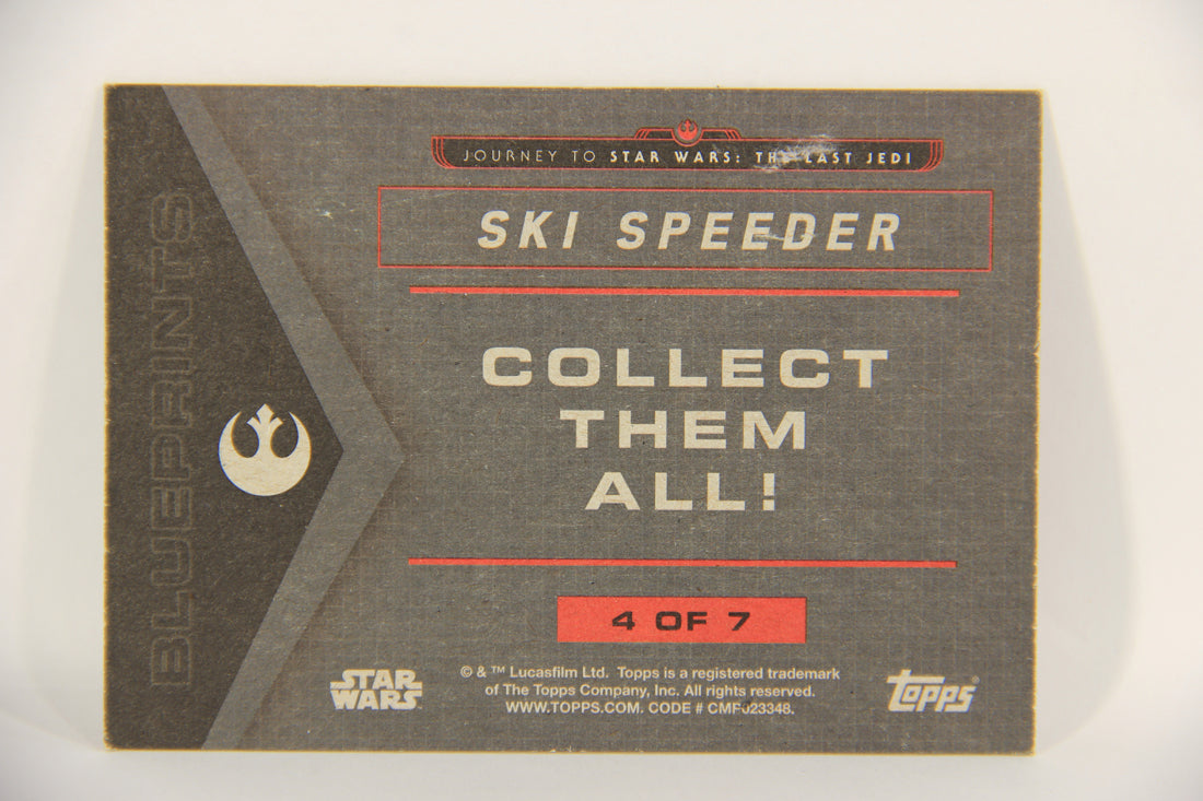 SW The Last Jedi Journey 2017 Trading Card Blueprints #4 Of 7 Ski Speeder ENG L020618