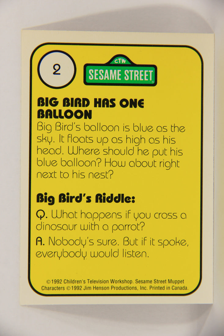 Seasame Street TV Show 1992 Trading Card #2 Big Bird 1 Balloon ENG Canada L020625