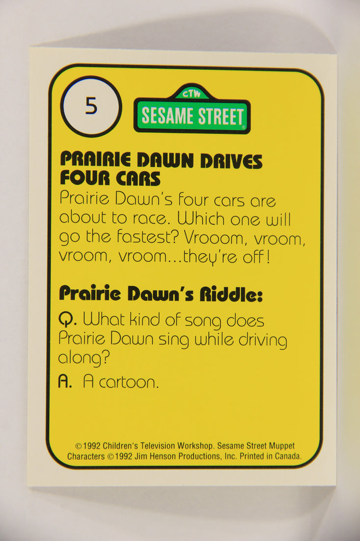 Seasame Street TV Show 1992 Trading Card #5 Prairie Dawn 4 Cars ENG Canada L020628