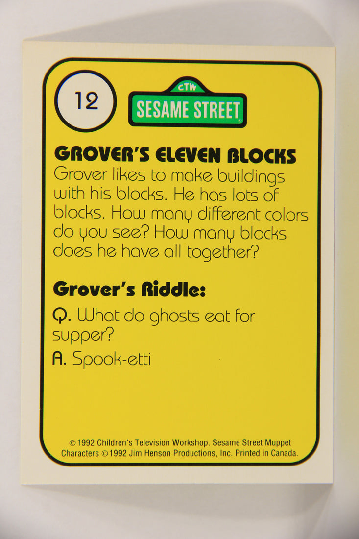 Sesame Street TV Show 1992 Trading Card #12 Grover 11 Blocks ENG Canada L020635