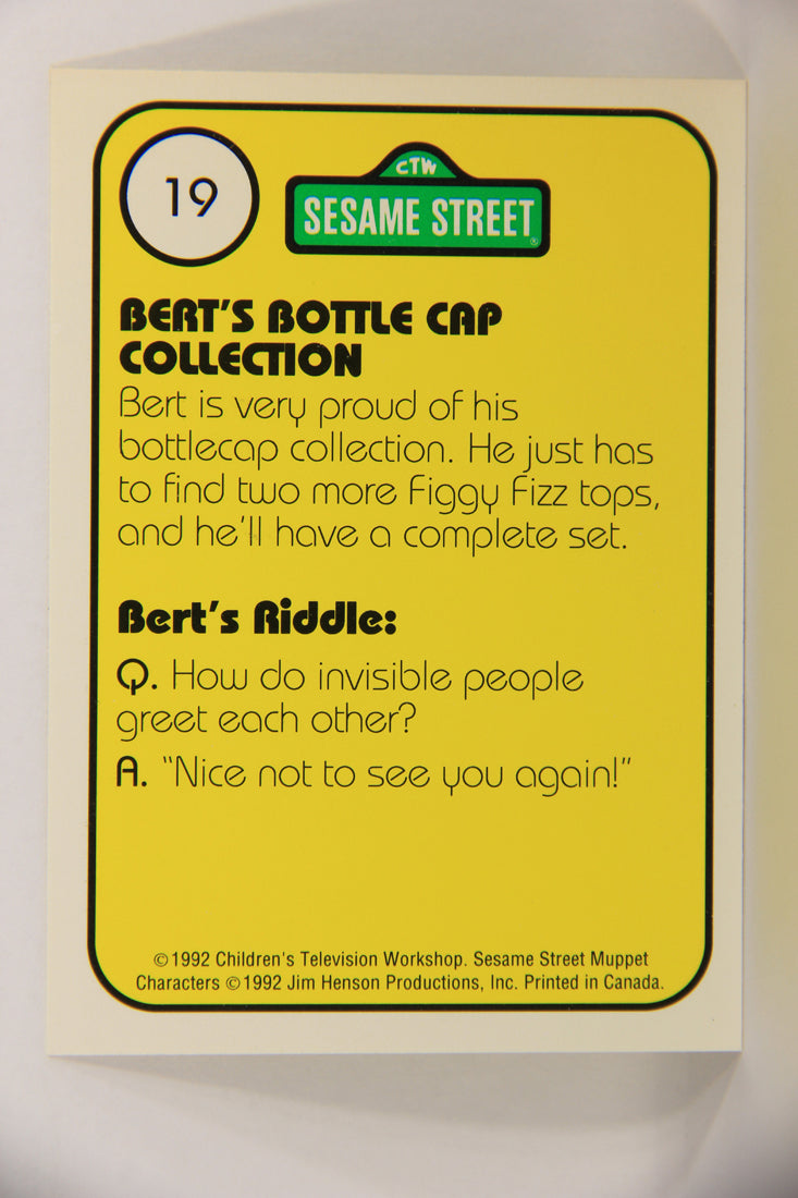 Sesame Street TV Show 1992 Trading Card #19 Bert 18 Bottle Caps ENG Canada L020642