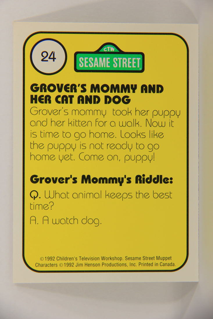 Sesame Street TV Show 1992 Card #24 C And D Grover's Mommy And Her Cat And Dog L020647