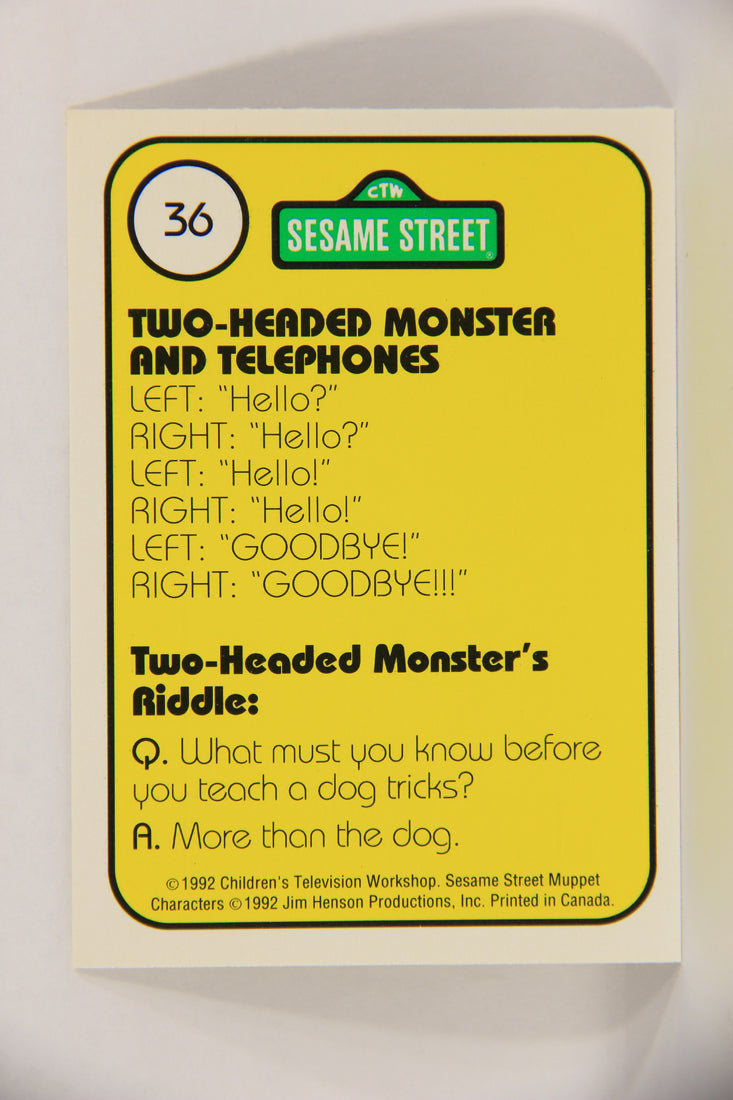 Sesame Street TV Show 1992 Trading Card #36 T Monsters And Telephones ENG L020659