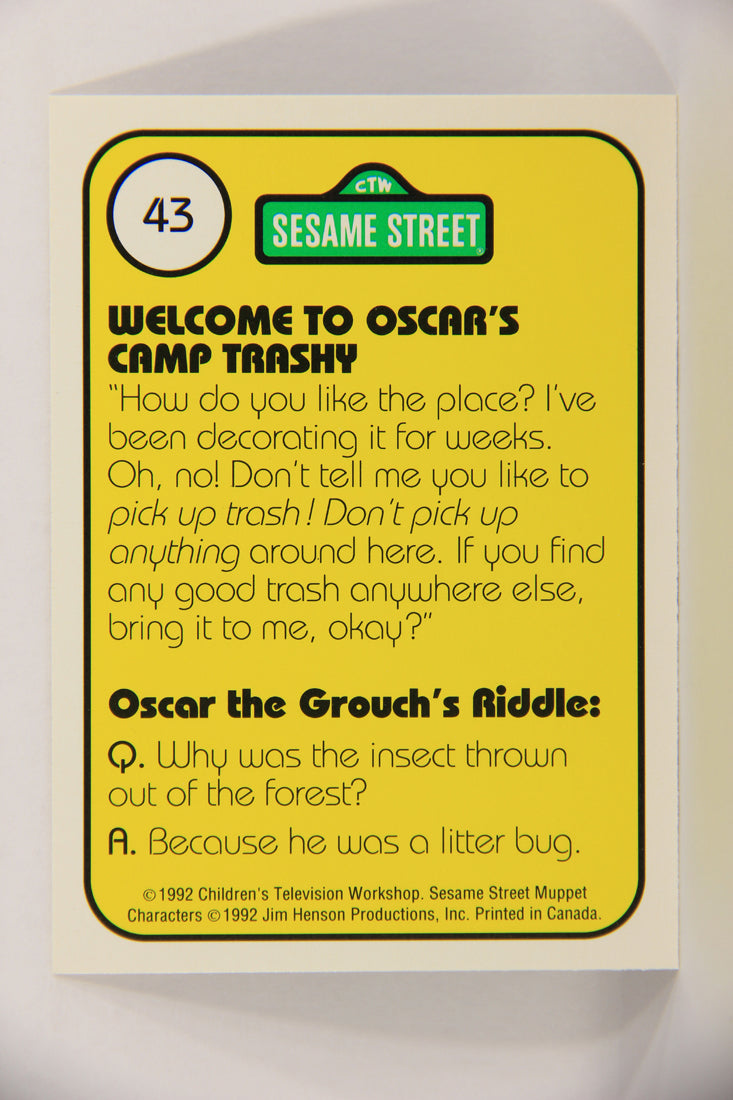 Sesame Street TV Show 1992 Card #43 Oh Oh Oscar's Favorite Camp Is Very Messy L020666