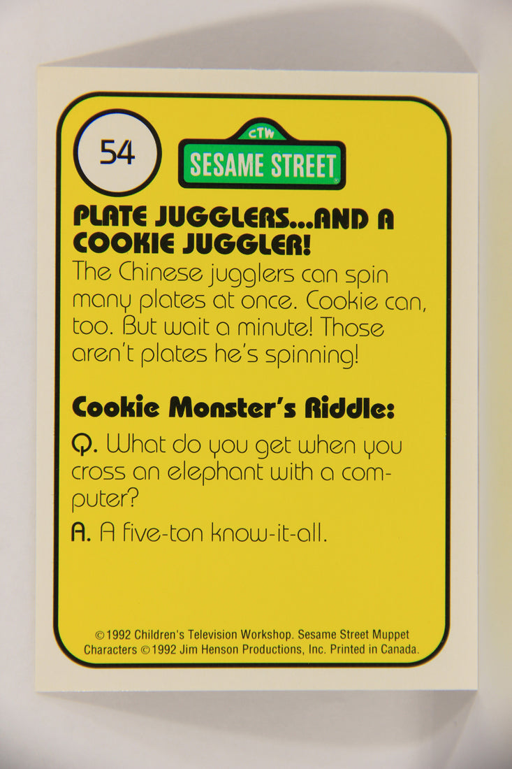 Sesame Street TV Show 1992 Card #54 Cookie You Should Be Twirling A Plate L020677