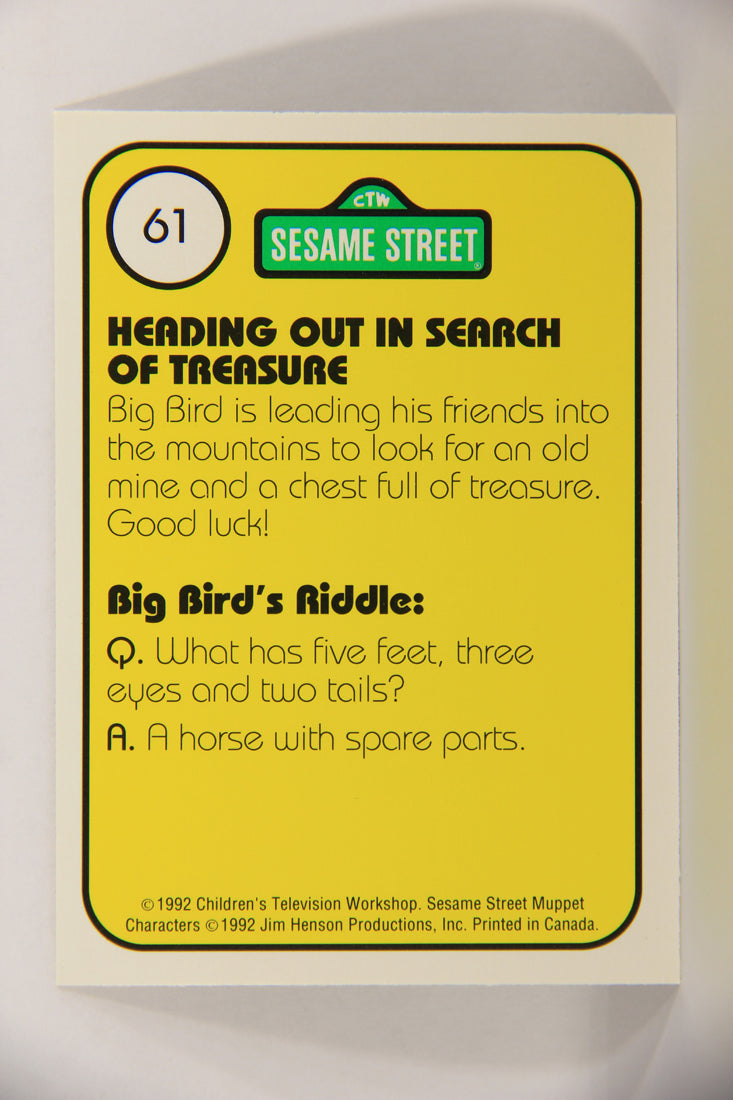 Seasame Street TV Show 1992 Trading Card #61 They're Off On The Treasure Hunt L020684