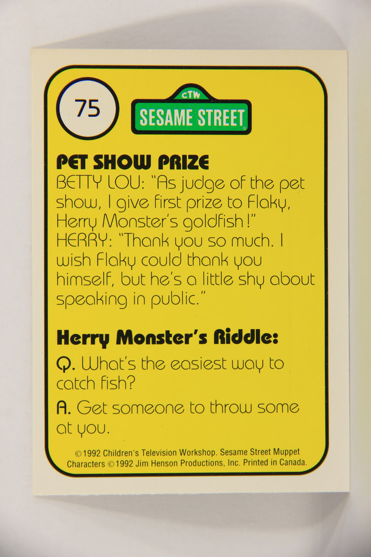 Seasame Street TV Show 1992 Card #75 Herry Monster's Goldfish Wins First Prize L020698