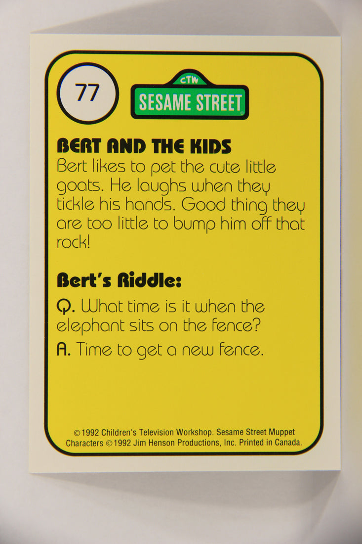Seasame Street TV Show 1992 Card #77 Baby Goats Are Nifty Thinks Bert ENG L020700
