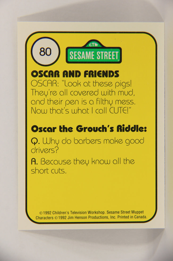 Seasame Street TV Show 1992 Card #80 Pigs Are My Favorite Animals Says Oscar L020703
