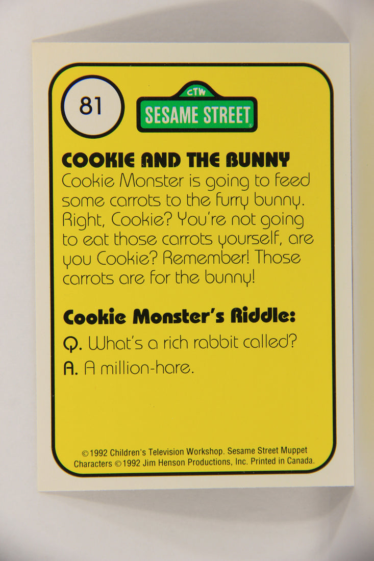 Seasame Street TV Show 1992 Card #81 It's Time To Feed Bunny Mm Good Carrot L020704