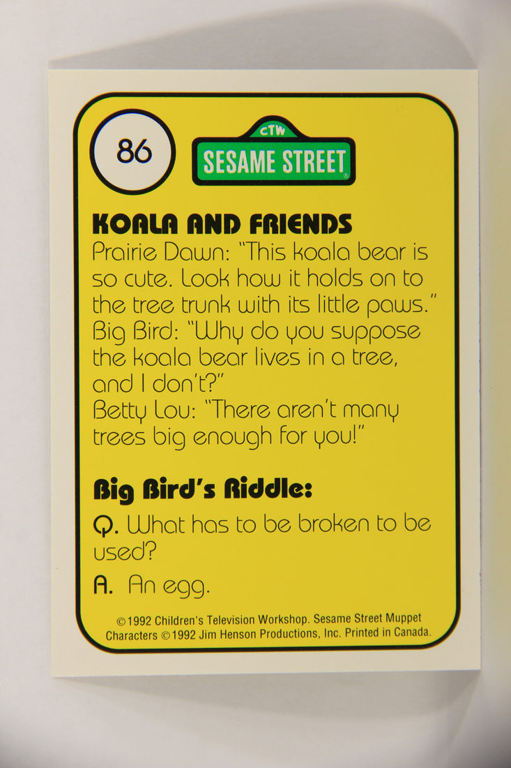 Seasame Street TV Show 1992 Card #86 Big Bird Likes The Australian Koala ENG L020709