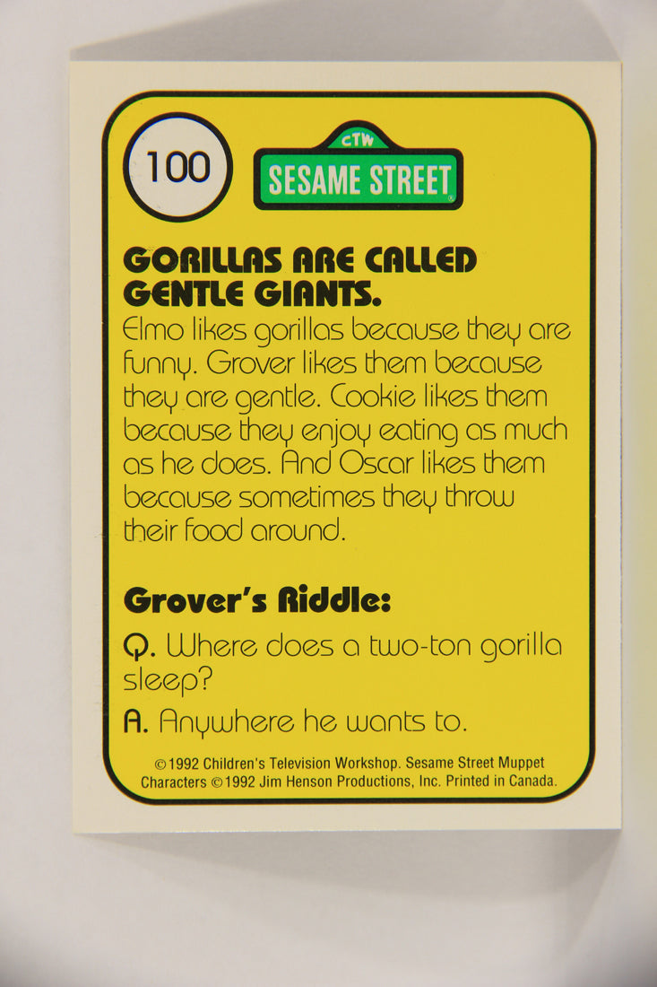 Seasame Street TV Show 1992 Card #100 Gorillas Are Called Gentle Giants ENG L020724