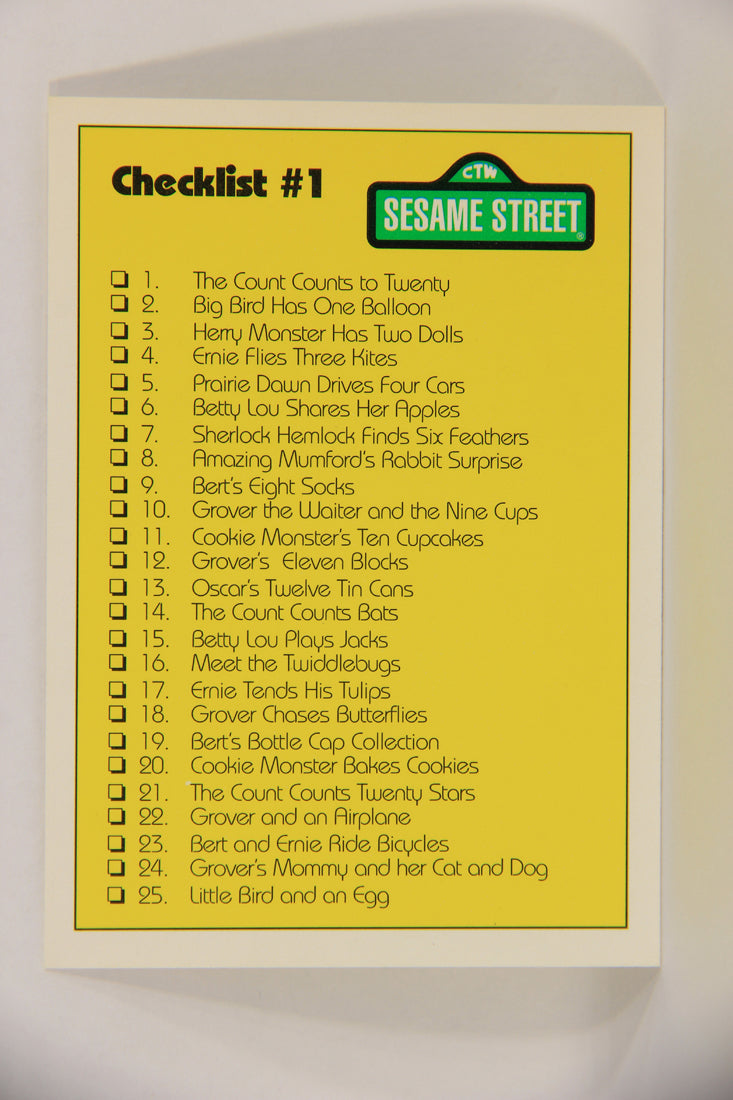 Seasame Street TV Show 1992 Trading Card Checklist #1 ENG Canada L020726
