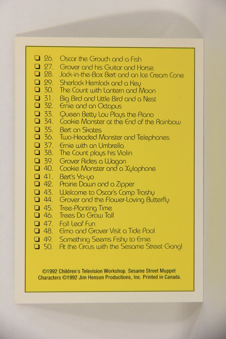 Seasame Street TV Show 1992 Trading Card Checklist #1 ENG Canada L020726