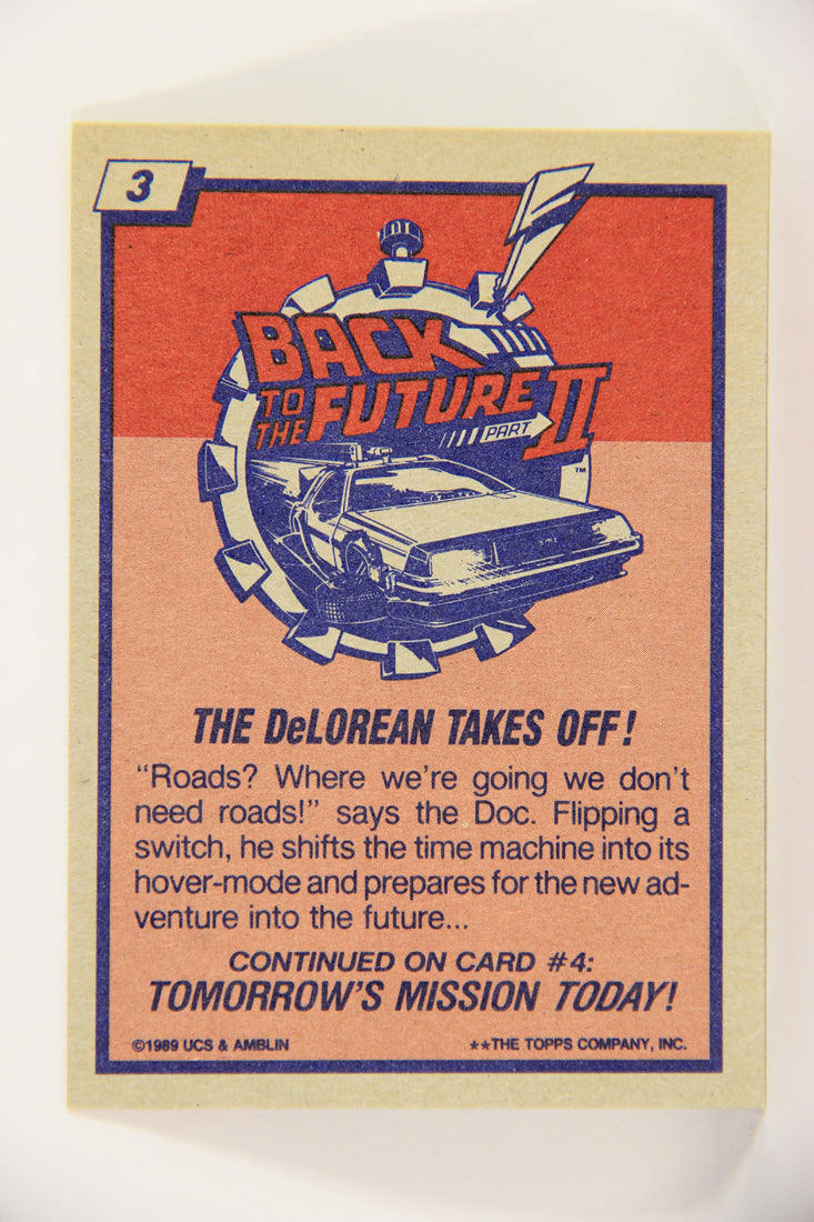 Back To The Future II 1989 Trading Card #3 The DeLorean Takes Off L020730