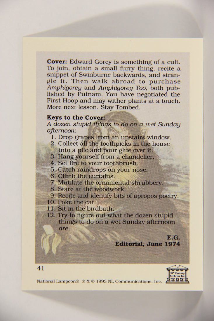 National Lampoon 1993 Trading Card #41 Rainy Day Sunday Funbook - June 1974 L020807