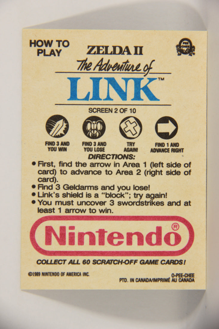 Nintendo Zelda II Adventure Of Link 1989 Scratch-Off Card Screen #2 Of 10 ENG L020818