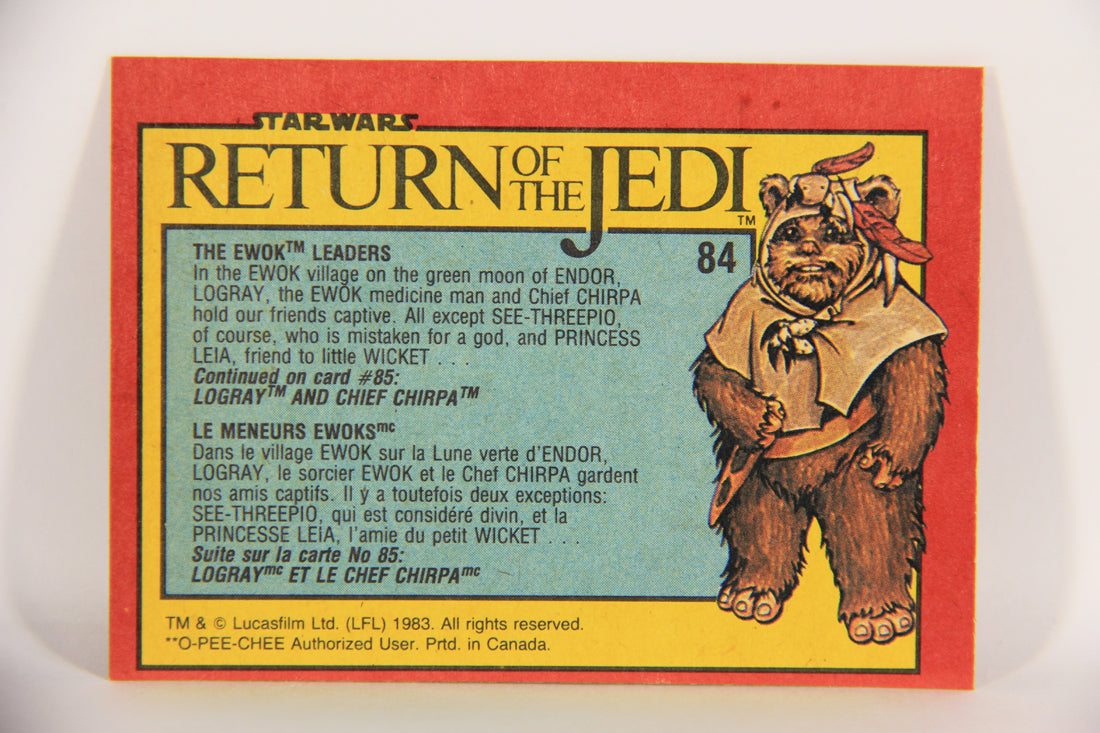 Star Wars Return Of The Jedi 1983 Card #84 The Ewok Leaders FR-ENG OPC L020876