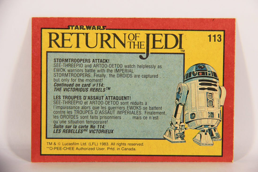 Star Wars Return Of The Jedi 1983 Card #113 Stormtrooper Attack FR-ENG OPC L020877