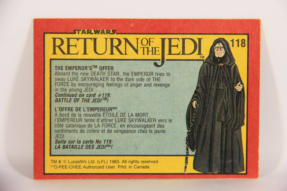 Star Wars Return Of The Jedi 1983 Card #118 The Emperor's Offer FR-ENG OPC L020878