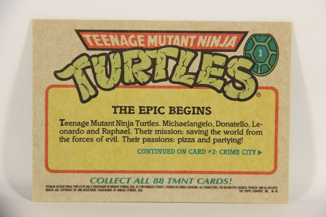 Teenage Mutant Ninja Turtles 1989 Trading Card #1 The Epic Begins ENG L020880