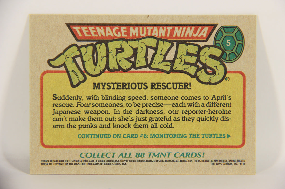 Teenage Mutant Ninja Turtles 1989 Trading Card #5 Mysterious Rescuer ENG L020881