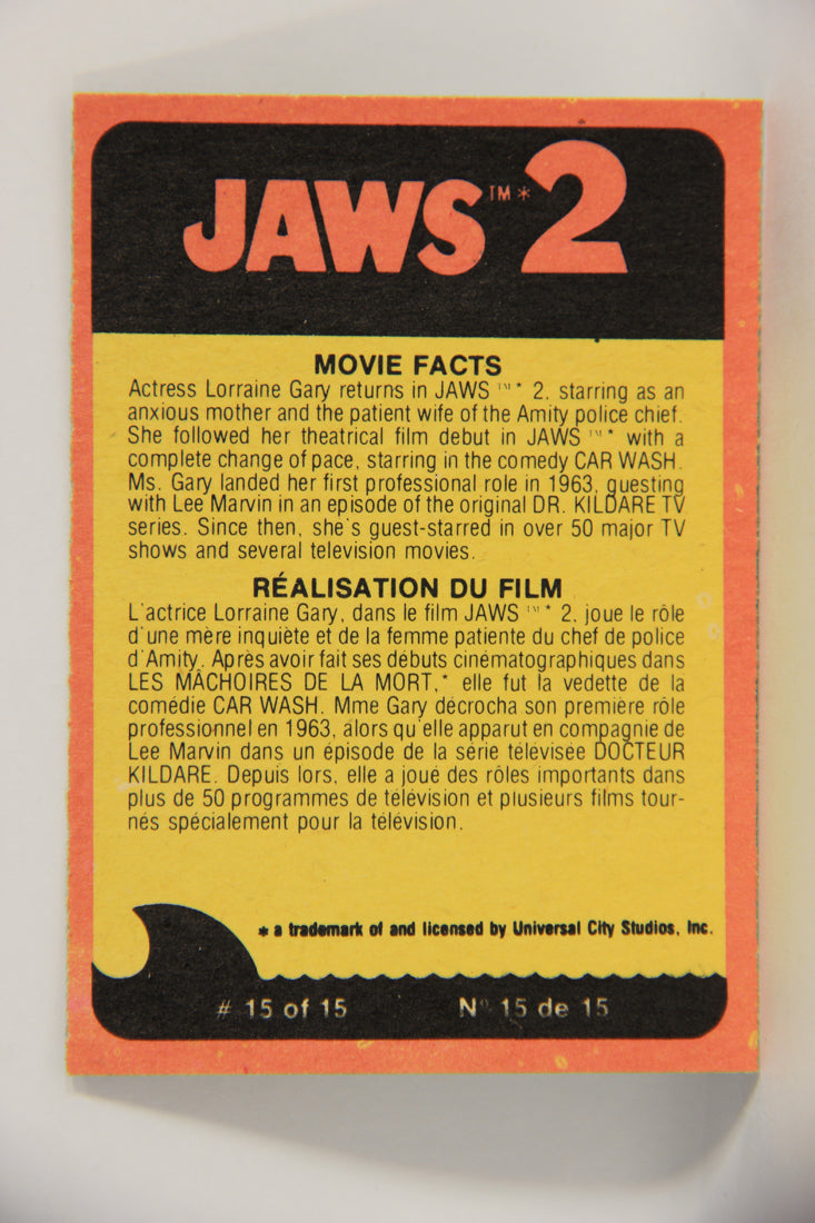 Jaws 2 - 1978 Trading Card #13 The Calm Before The Storm FR-ENG O-Pee-Chee L020908