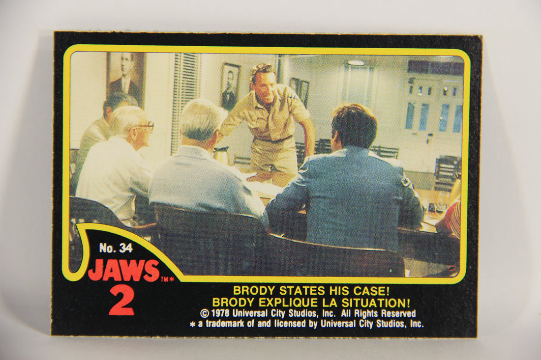Jaws 2 - 1978 Trading Card #34 Brody States His Case FR-ENG O-Pee-Chee L020929