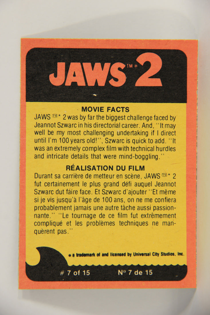 Jaws 2 - 1978 Trading Card #52 Alone Against The Shark FR-ENG OPC L020947