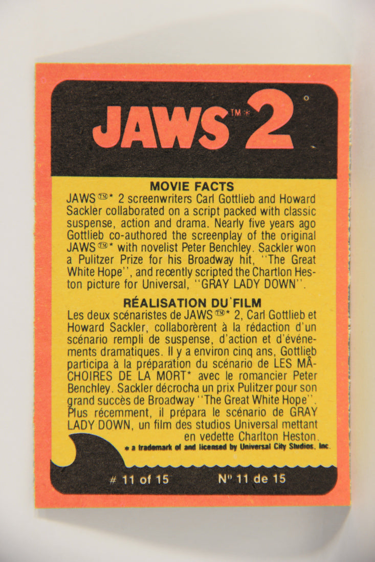 Jaws 2 - 1978 Trading Card #59 The Jaws Of Death FR-ENG O-Pee-Chee L020954