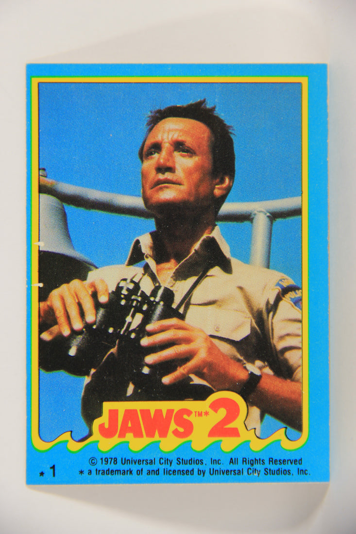 Jaws 2 - 1978 Trading Card Sticker #1 Roy Scheider ENG O-Pee-Chee L020955