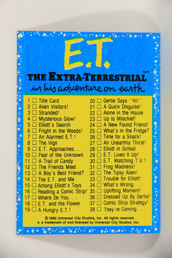 E.T. The Extra-Terrestrial 1982 Trading Card #87 Checklist ENG Topps L021052