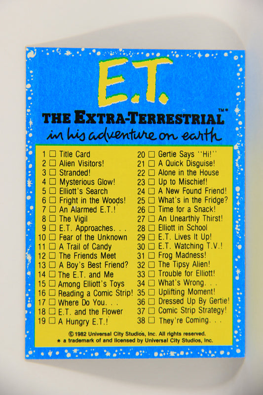 E.T. The Extra-Terrestrial 1982 Trading Card #87 Checklist ENG Topps L021052