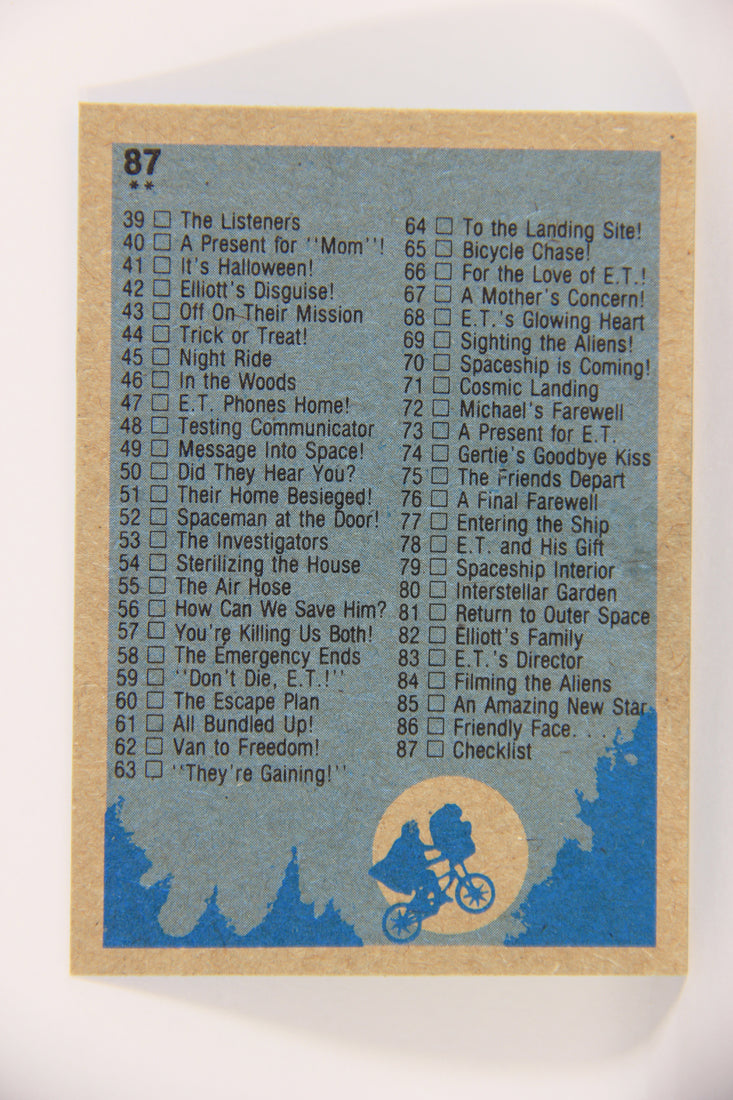 E.T. The Extra-Terrestrial 1982 Trading Card #87 Checklist ENG Topps L021052