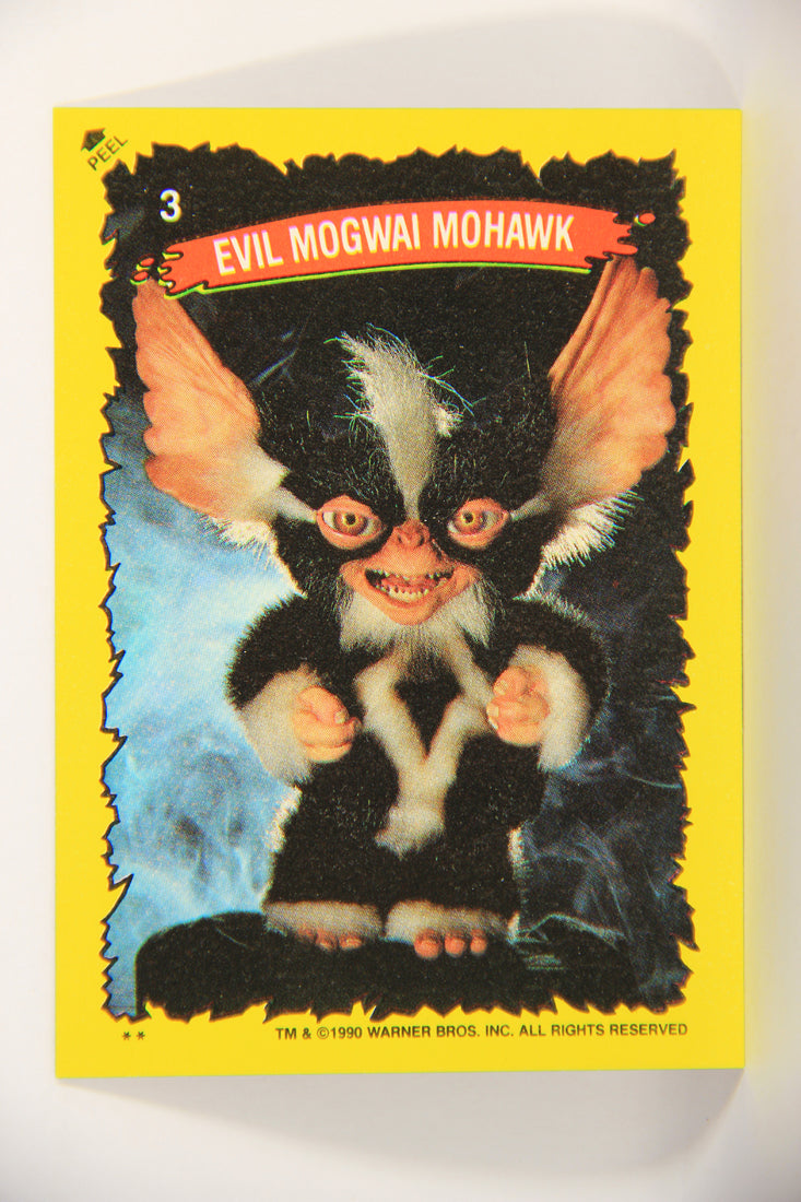 Gremlins 2 New Batch 1990 Sticker Card #3 Evil Mogwai Mohawk ENG Red Border L021100