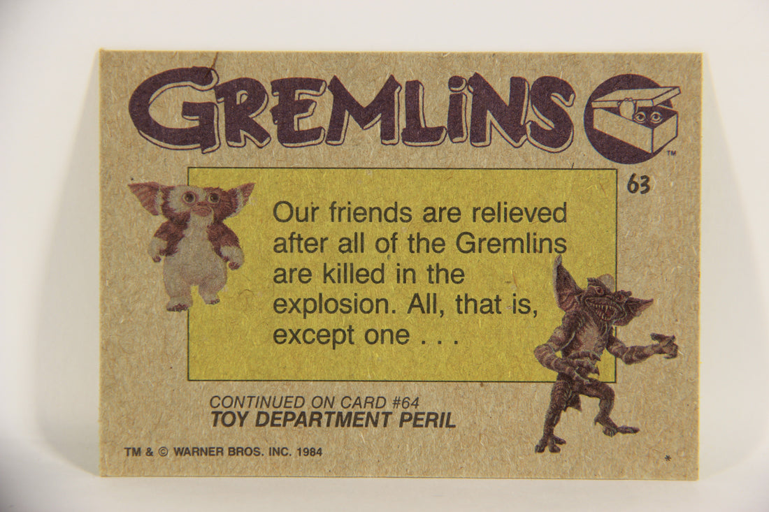 Gremlins 1984 Trading Card #63 One Gremlin To Go ENG Topps L021178