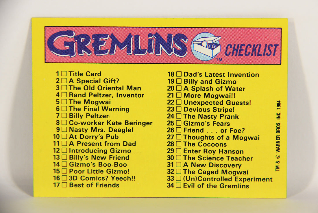 Gremlins 1984 Trading Card #82 Gremlins Checklist ENG Topps L021197