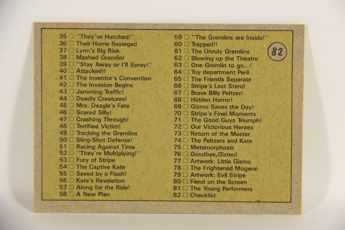 Gremlins 1984 Trading Card #82 Gremlins Checklist ENG Topps L021197