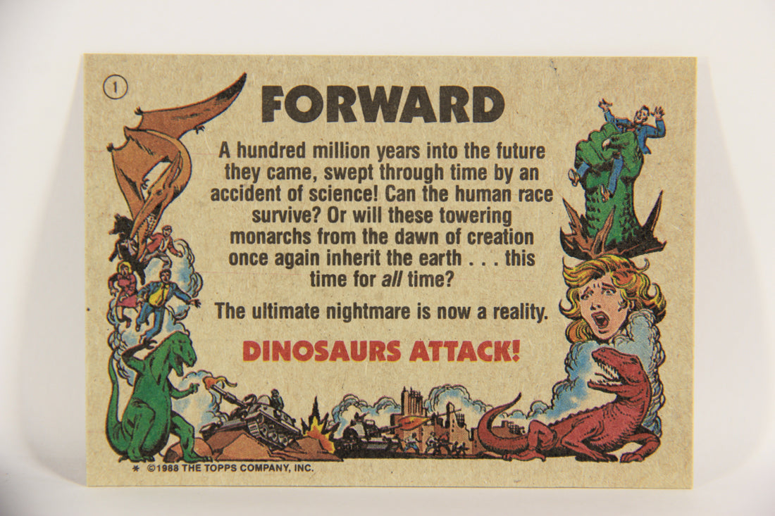 Dinosaurs Attack 1988 Vintage Trading Card #1 Forward - Title Card ENG L021198