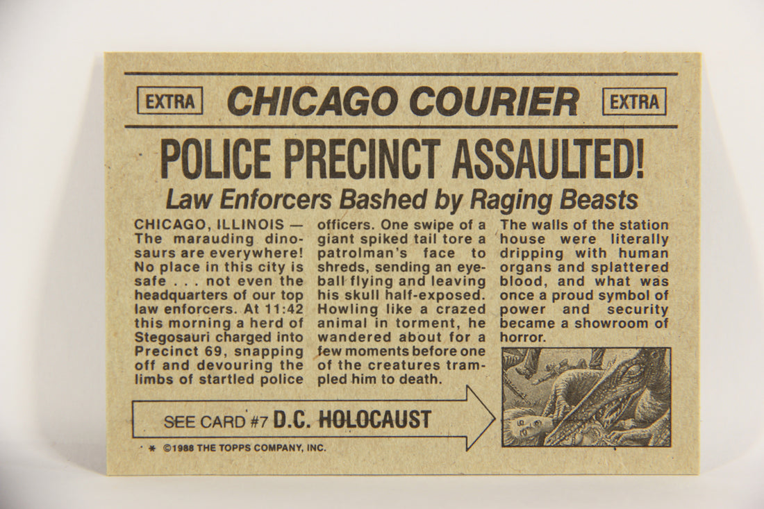 Dinosaurs Attack 1988 Vintage Trading Card #6 Police Precinct Assaulted ENG L021201
