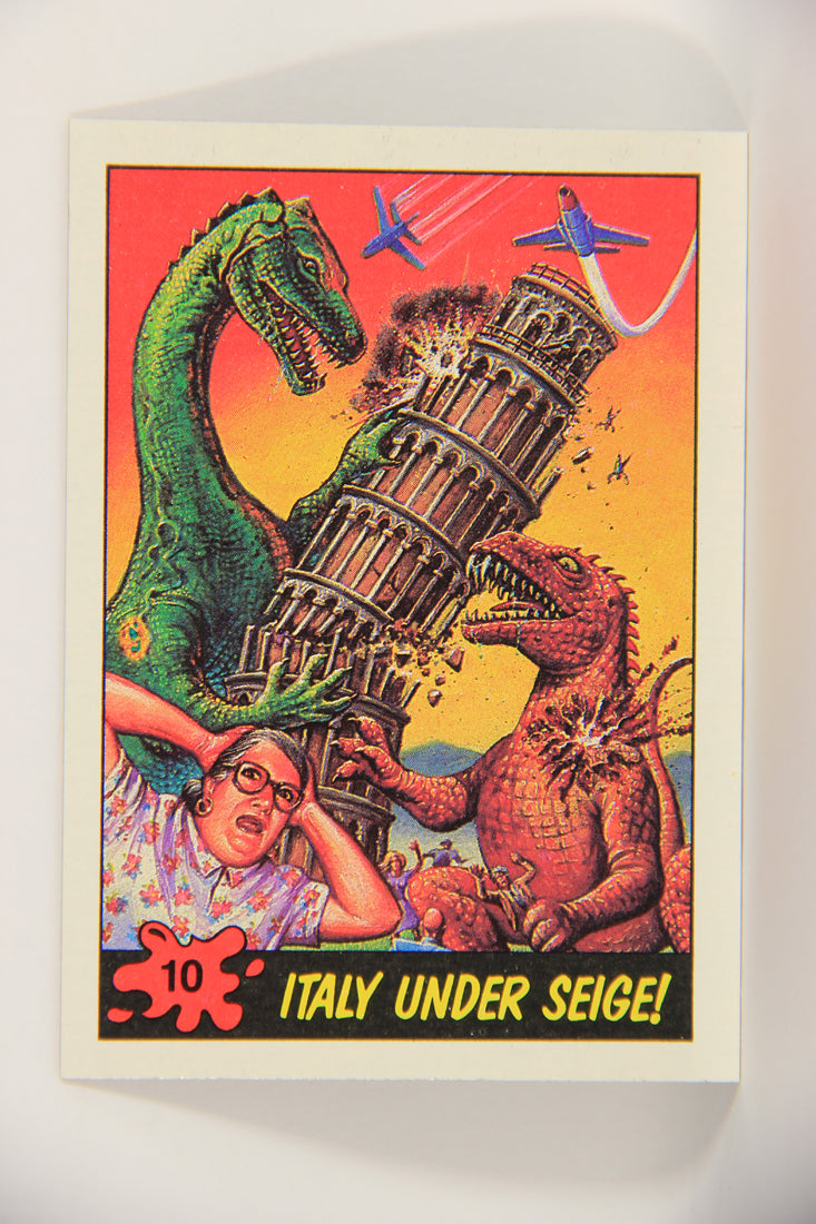 Dinosaurs Attack 1988 Vintage Trading Card #10 Italy Under Seige ENG L021204