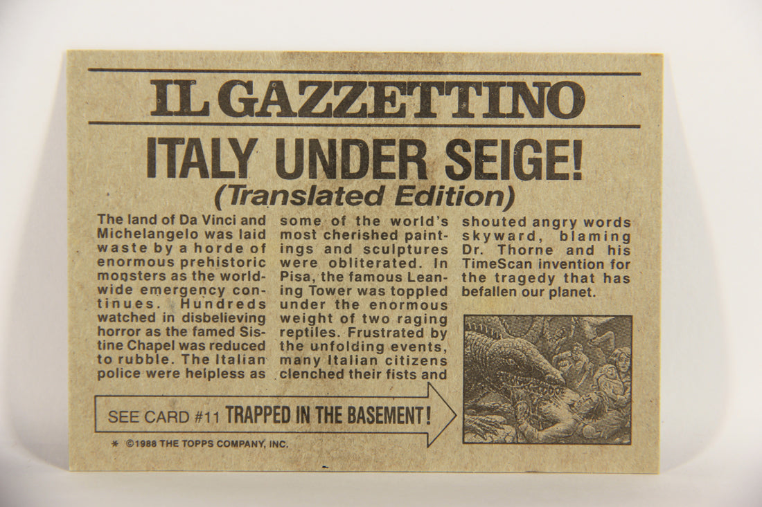 Dinosaurs Attack 1988 Vintage Trading Card #10 Italy Under Seige ENG L021204