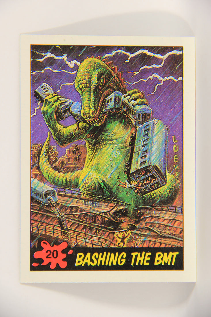 Dinosaurs Attack 1988 Vintage Trading Card #20 Bashing The BMT ENG L021211