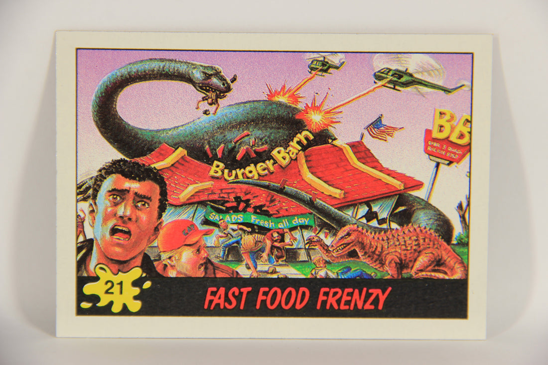 Dinosaurs Attack 1988 Vintage Trading Card #21 Fast Food Frenzy ENG L021212