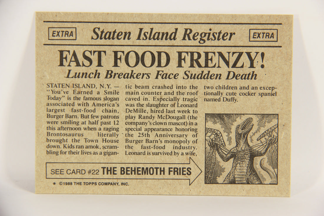 Dinosaurs Attack 1988 Vintage Trading Card #21 Fast Food Frenzy ENG L021212