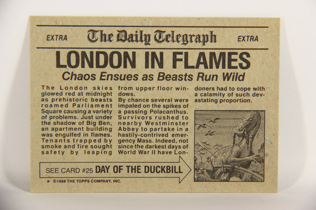 Dinosaurs Attack 1988 Vintage Trading Card #24 London In Flames ENG L021215
