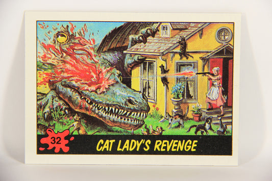 Dinosaurs Attack 1988 Vintage Trading Card #32 Cat Lady's Revenge ENG L021222