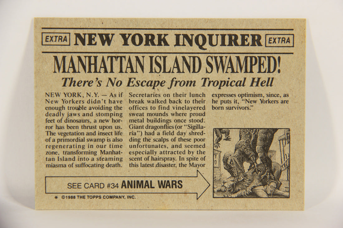 Dinosaurs Attack 1988 Vintage Trading Card #33 Manhatten Island Swamped ENG L021223